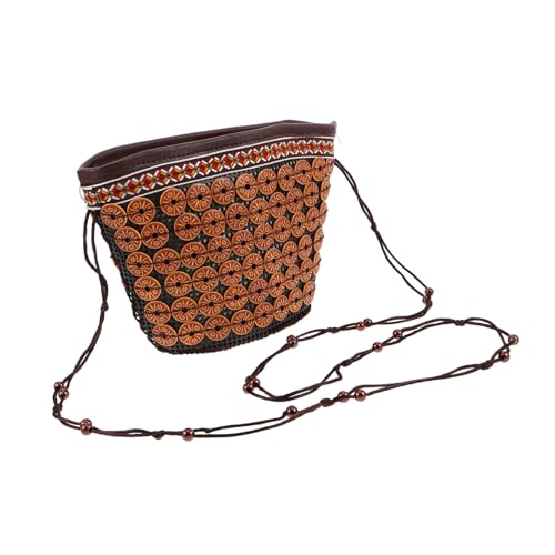 CONGARTENO Boho Strandtasche Damen Handgefertigte Kokosnuss schalen Umhängetasche Leichte Geräumige Büffelleder Schultertasche für Sommerurlaub Shopping und Freizeit von CONGARTENO
