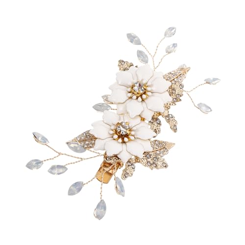 CONGARTENO Hochzeits-haarclip Mit Strass Und Perlen Elegante Blumen-haarspange Für Bräute Und Brautjungfern Handgemachte Haarnadel Funkelnden Details Hochzeitsaccessoire Für Frauen von CONGARTENO