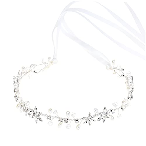 CONGARTENO Braut Hochzeitszubehör Stirnband Perlen Damengürtel Brautschärpe Brautkörperkette Abschlussball Brautjungfernschärpe Blumenstrauß Für Kleine Mädchen Brautjungferngürtel von CONGARTENO