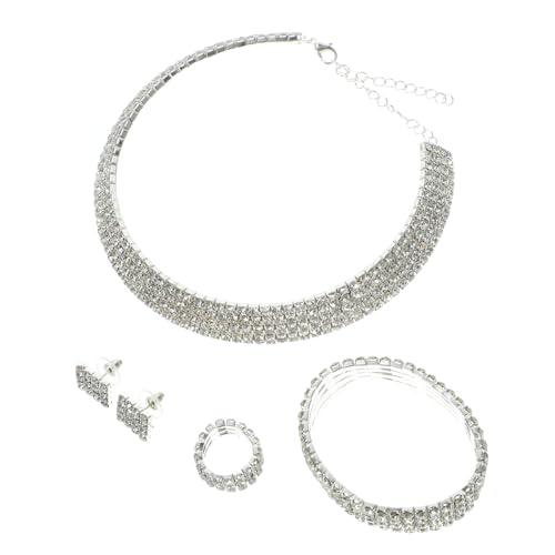 CONGARTENO Brautschmuck aus Langlebiger Legierung mit Halskette Ohrringen Ring und Armband Eleganter Hochzeitsschmuck für Damen Hochzeitsgeschenk und Modisches Accessoire von CONGARTENO