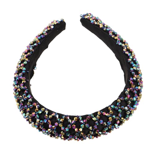 CONGARTENO Breiter Handgefertigter Haarreif mit Funkelnden Strasssteinen und Bunten Perlen Elastisches Leichtes Haarschmuck-accessoire für Mädchen und Frauen Komfortabel und Reisefreundlich von CONGARTENO