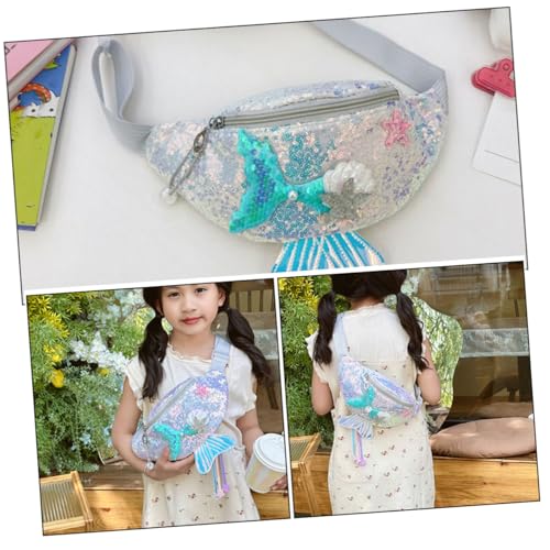 CONGARTENO Brusttasche mit Meerjungfrau Pailletten Tragbare Umhängetasche Glitzernde Crossbody Bag Gürteltasche für Mädchen Praktische Aufbewahrungstasche für Freizeit und Reisen von CONGARTENO