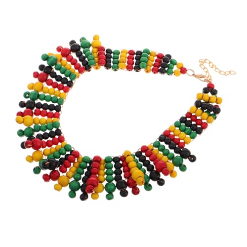 CONGARTENO Bunte Boho Halskette Handgefertigt Holzperlen Mehrschichtig Afrikanisches Ethno Schmuckstück Damen Festival Party Accessoire von CONGARTENO