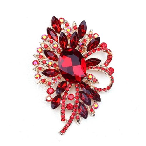 CONGARTENO Bunte Kristallglas Brosche mit Strahlendem Dekorative Schalnadel für Kleidung und Taschen Leichte Damen Brosche in Weinrot Sicherer Halt für Pullover und Tücher von CONGARTENO