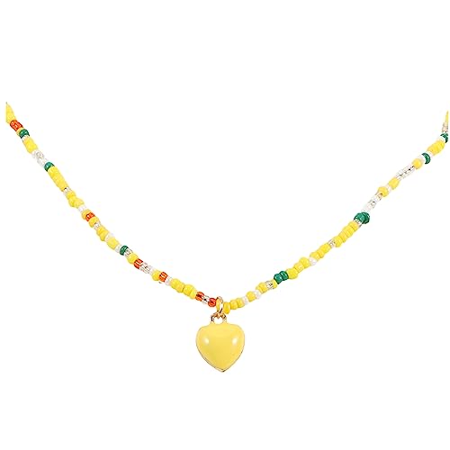 CONGARTENO Bunte Perlenhalskette mit Herzanhänger für Frauen Leichte Sommerkette Handgefertigter Schmuck für Teenager Einzigartiges Design Perfektes für Geburtstage und Zufällige Farbe von CONGARTENO