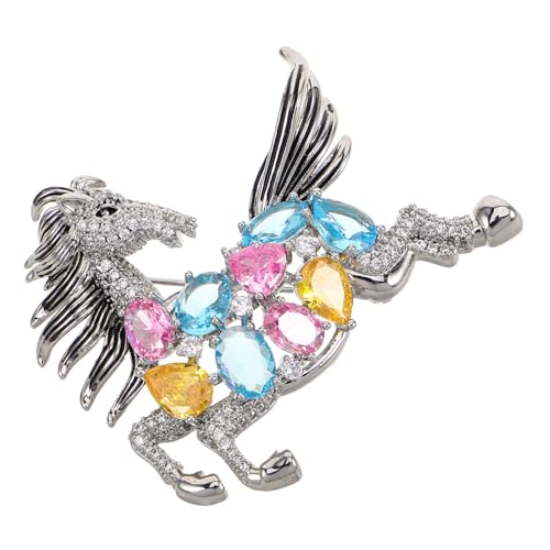 CONGARTENO Bunte Strass Pferdebrosche mit Strasssteinen Elegante Unisex Anstecknadel für Hemden Kleider Mäntel und Anzüge Modische Tierbrosche für Business Partys und Festliche Anlässe von CONGARTENO