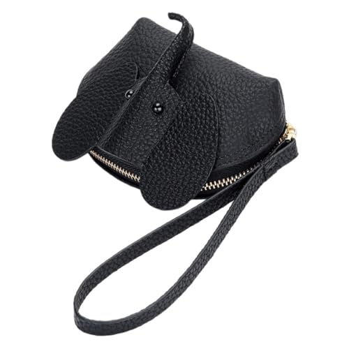 CONGARTENO Cute Cartoon Elephant Purse Kleiner Handheld Geldbeutel Für Multifunktionale Kosmetiktasche Für Münzen Schlüssel Und Lippenstift Luxuriöses Material Schwarz von CONGARTENO