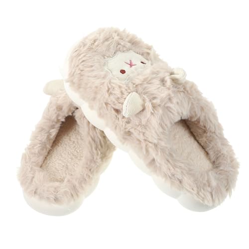 CONGARTENO Cartoon Hausschuhe Damen Herren Dicke Baumwollpantoffeln mit Weichem Warmem Futter Rutschfeste Winterpantoffeln mit Langlebiger Sohle Leichte Niedliche Slipper für Indoor Zuhause von CONGARTENO