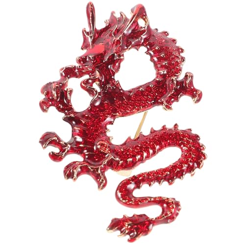 CONGARTENO Chinesische Drachenbrosche Anstecknadel Rote Legierung Zarte Verarbeitung Unisex Schmuck Für Party Geburtstag Hochzeit Pullover Jacke Schal Dekoration von CONGARTENO