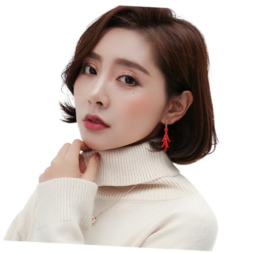 CONGARTENO Chinesische Vintage Ohrringe für Frauen Tassel Ohranhänger Chili Design Modisch Elegant Passend zu Party Shopping Alltag von CONGARTENO