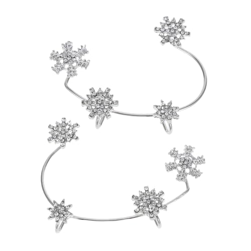 CONGARTENO Clip Ohrklemme Schneeflocke mit Strass Ohrmanschette Funkelnde Ohrklemme Damen Schmuck Geschenk für Weihnachten Valentinstag Geburtstag von CONGARTENO