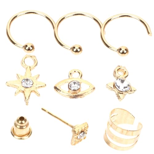 CONGARTENO Clip Ohrstecker Mehrfach Stern und Böses Auge Design Leicht und Komfortabel Damen Modeschmuck Punk Stil von CONGARTENO