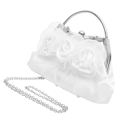 CONGARTENO Damen Abendtasche mit Abnehmbarer Kette Handgefertigte Rosen Verzierung Vielseitige Party Clutch und Hochzeit Gästepurse Stilvoll Tragbar als Hand oder Umhängetasche von CONGARTENO