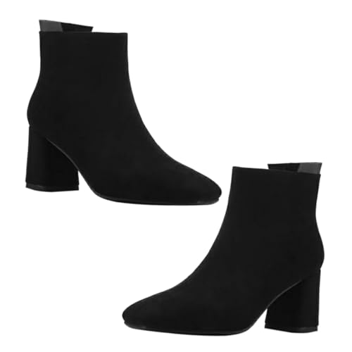 CONGARTENO Damen Ankle Boots mit Mittelhohem Blockabsatz Modische Stiefeletten aus PU und Gummi Komfortabel und Robust für Herbst Winter Vielseitig Kombinierbar zu Jeans und Kleidern von CONGARTENO