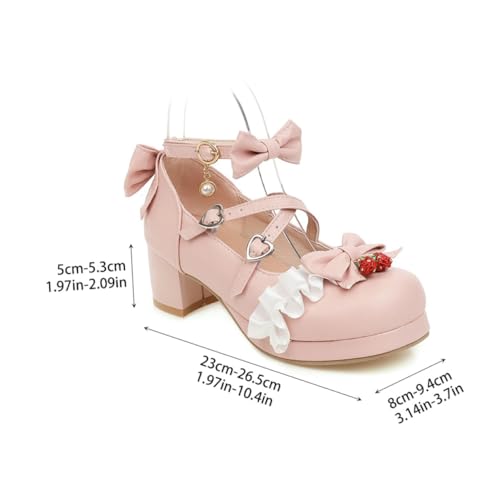 CONGARTENO Damen Ballerinas mit Mittlerem Absatz Jahreszeiten Rosa Bowknot Design Bequeme Flache Schuhe für Frauen Vielseitig Kombinierbar von CONGARTENO