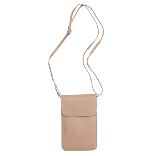 CONGARTENO Damen Crossbody Tasche aus Pvc Material mit Klappe und Schnalle Mini Handytasche mit Transparentem Fenster Doppelte Fächer Leichte Umhängetasche für Alltag und Reisen Khaki von CONGARTENO