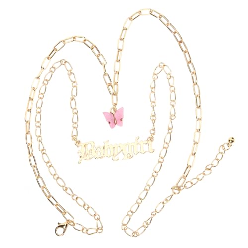 CONGARTENO Damen Doppelschicht Halskette mit Schmetterling Anhänger Leichte Kette aus Trendige Buchstaben Halskette für Mädchen und Frauen Elegantes Schmuckgeschenk für Valentinstag von CONGARTENO