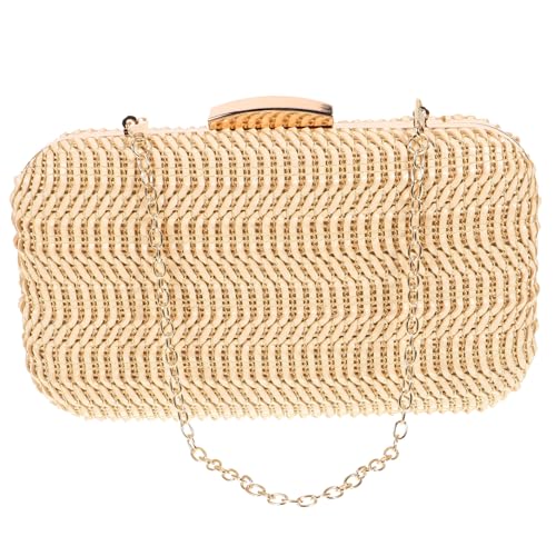 CONGARTENO Damen Handytasche PU Geflochtene Leichte Umhängetasche mit Kette Clutch für Outdoor Shopping Reise Crossbody Bag in Khaki von CONGARTENO