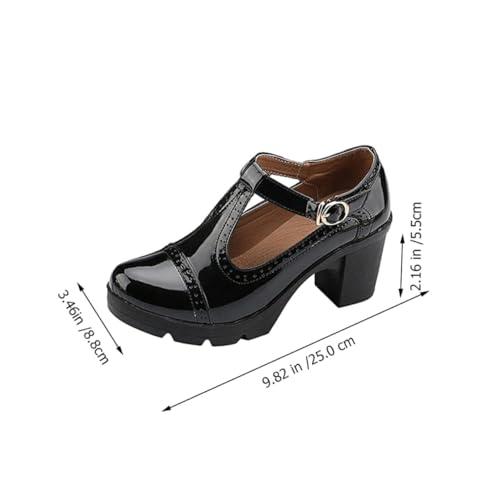 CONGARTENO Damen High Heels mit Runder Spitze Wasserfester Plateau Absatz Bequemer Blockabsatz Modisch für Frühling Herbst Vielseitig für Business Party Alltag Geeignet Schwarz von CONGARTENO