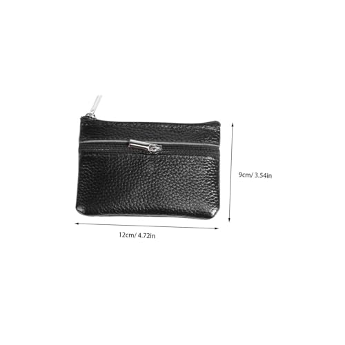 CONGARTENO Damen Mini Geldbörse PU Material mit Reißverschluss Leichte Multifunktionale Münzbörse Kompakte Tasche für Geld Karten und Schlüssel Modisch Schlicht Schwarz von CONGARTENO