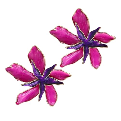 CONGARTENO Damen Ohrringe Blumen Design Doppelschichtige Emaille Ohrstecker Zweifarbige Blütenform Ohrschmuck für Frauen Modisch und Vielseitig Kombinierbar von CONGARTENO