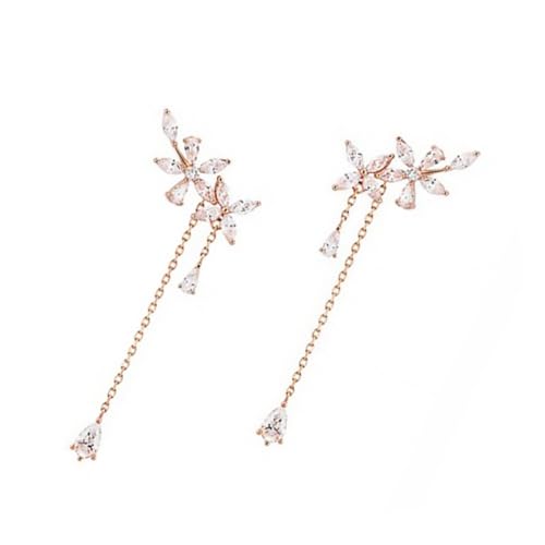 CONGARTENO Damen Ohrringe Roségold Blütenblatt Quaste Statement Frühling Leicht Kupfer Modisch Elegant Schmuck Accessoire von CONGARTENO