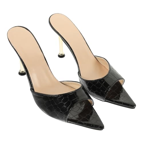 CONGARTENO Damen Sommer Sandalen mit Spitzem Absatz Metall spitze Eleganten High Heels Feine Verarbeitung Modische Party Bankettschuhe Schwarze von CONGARTENO