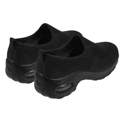 CONGARTENO Damen Sportschuhe mit Luftpolster rutschfeste Atmungsaktive Turnschuhe Leichte Strapazierfähige Sneaker für Laufen Walking und Fitnessstudio Modische Freizeitschuhe Schwarz von CONGARTENO