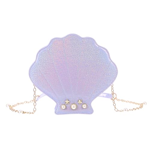 CONGARTENO Damen Umhängetasche PU mit Kette Modische Schimmernde Crossbody Bag Leichte Schultertasche für Alltag Reisen Shopping Eleganter Violetter Farbverlauf Kompakt und Vielseitig von CONGARTENO