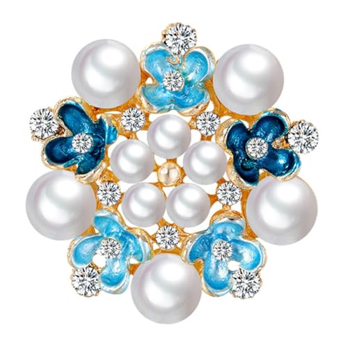 CONGARTENO Damenbrosche mit Künstlichen Perlen und Funkelnden Strasssteinen Blumenförmig für Hochzeiten Bälle und Partys Langlebiges Metalllegierungsmaterial Modisches Accessoire für von CONGARTENO
