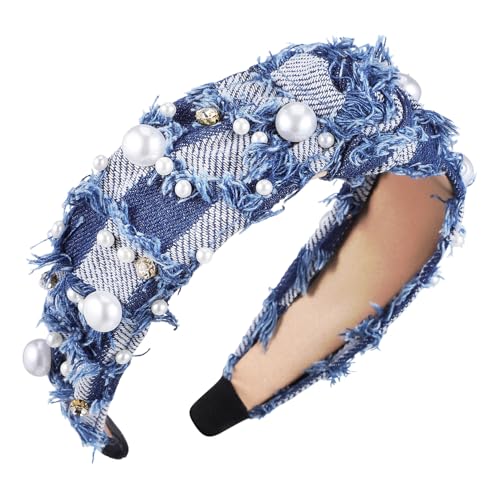 CONGARTENO Breites Denim-stirnband Mit Für Damen Elegantes Haarschmuck Für Mädchen Rutschfeste Und Weiche Materialien Vielseitig Einsetzbar Für Pflege Sport Oder Partys von CONGARTENO