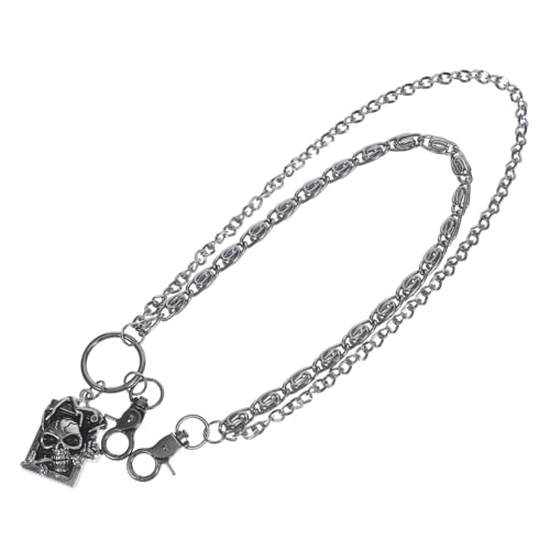 CONGARTENO Doppellagige Punk Hosenkette mit Totenkopf Motiv aus Metall Robuste Hip Hop Waist Chain für Herren als Jeans Accessoire und Halloween Gothic Party Schmuck von CONGARTENO