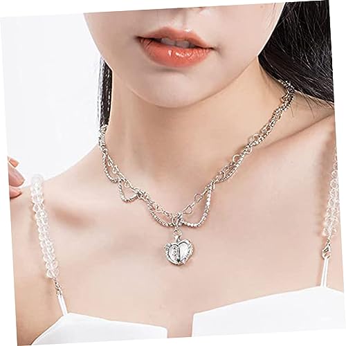 CONGARTENO Doppelschicht Herz Halskette mit Funkelndem Zirkonia Anhänger Schlüsselbein Kette für Damen Elegantes zu Weihnachten Valentinstag Muttertag Vielseitiger Schmuck für Alltag und von CONGARTENO