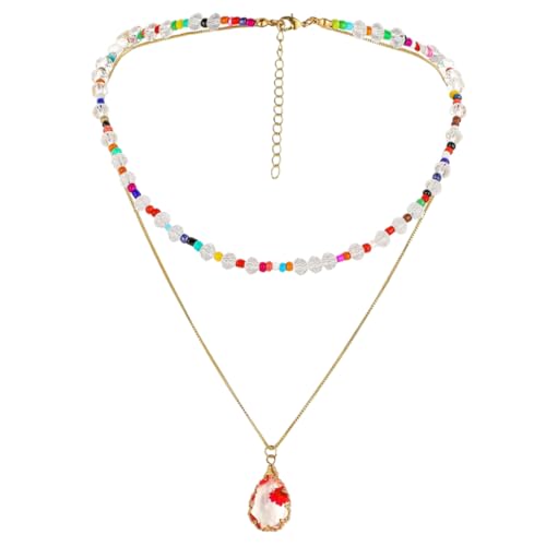 CONGARTENO Doppelschichtige Halskette für Frauen mit Getrockneten Resin Anhänger Kette für zu Weihnachten Geburtstagsfeiern von CONGARTENO