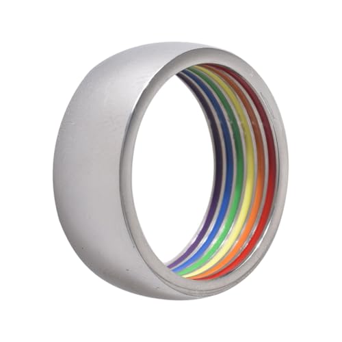 CONGARTENO Edelstahl Regenbogenring Breit Hautfreundlich Langlebig Modisches Lgbt Schmuckstück für Herren und Damen Stilvoller Fingerschmuck zur Pride Alltagsmode von CONGARTENO