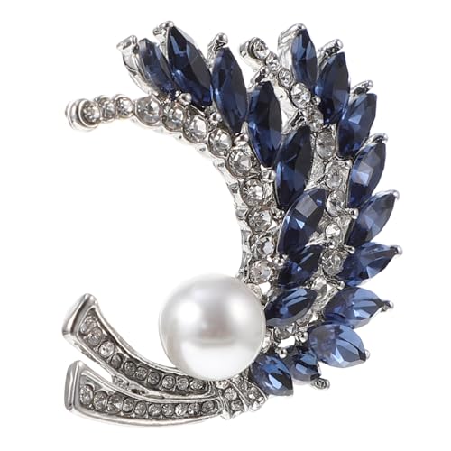 CONGARTENO Elegante Brosche Weizenform mit funkelnder Verzierung Filigrane Anstecknadel für Damen Modische Kleidung Corsage Leichtes Stylisches Schmuckaccessoire Silberblau von CONGARTENO
