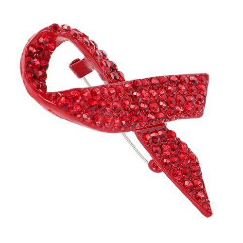 CONGARTENO Elegante Rote Ribbon brosche mit Strasssteinen Brustkrebs bewusstseins anstecknadel aus Legierung Einzigartiges Design für Welt aids tag Modische Krebs pins zur Unterstützung und von CONGARTENO