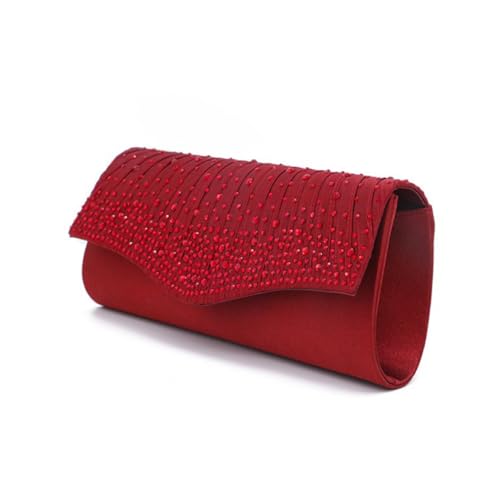 CONGARTENO Elegante Satin Abendhandtasche mit Funkelnden Strasssteinen Magnetischem Verschluss Stilvolle Clutch für Hochzeit Party und Dinner Modische Handtasche Damen Praktische Kleine von CONGARTENO