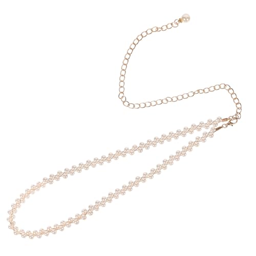 CONGARTENO Eleganter Perlen Taillengürtel für Damen Doppelte Reihen Weiße Perlen Goldfarbenes Geflochtenes Design Dekorative und Langlebige Perlenkette Passend für Brautkleider und von CONGARTENO
