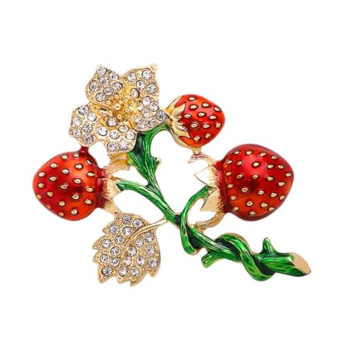 CONGARTENO Emaillierte Erdbeer brosche Damen Modische Anstecknadel Vintage Cartoon Strass Schmuck für Kleidung Schal Hut Taschen Accessoire von CONGARTENO