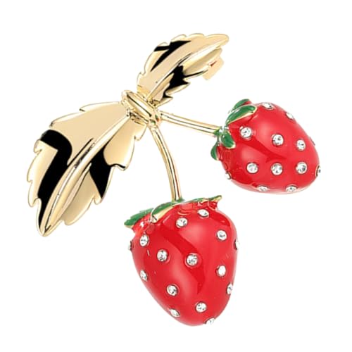 CONGARTENO Erdbeer brosche aus Kupfer mit Rotem Finish Leichte Anstecknadel für Damenkleidung Sicherer Verschluss Elegantes Obst design Geschenkidee für Familie und Freunde von CONGARTENO