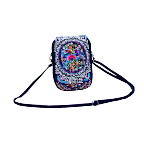 CONGARTENO Ethnische Mini Umhängetasche mit Gesticktem Muster Leichte Schultertasche mit Doppelter Klappe Geldbörse und Handytasche für Damen Vielseitig für Alltag Reisen Shopping Geeignet von CONGARTENO