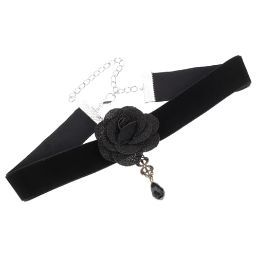 CONGARTENO Extravaganter Spitzen choker mit Blumenmuster Komfortable Clavicle Necklace Stilvoller Schwarzer Ribbon Choker für Damen Vielseitig für Alltag Cosplay und Besondere Anlässe von CONGARTENO