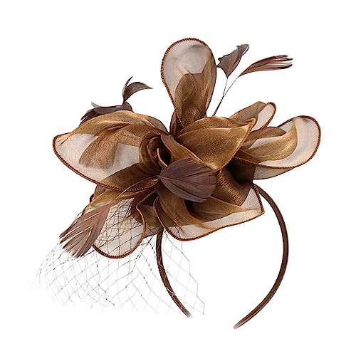 CONGARTENO Fascinator Haarschmuck Mit Blumen Und Federn Eleganter Kopfschmuck Für Hochzeiten Teepartys Und Bälle Vielseitig Einsetzbar Als Haarband Oder Haarklammer Kaffee-farbe von CONGARTENO