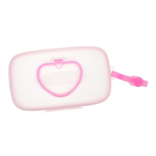 CONGARTENO Feuchttücher Box Tragbar mit Knopföffnung Staubschutz Einhandbedienung Strapazierfähigem Trageseil Geeignet für Junge Mädchen Unterwegs Kinderwagen und Krippe Weiß Rosa von CONGARTENO