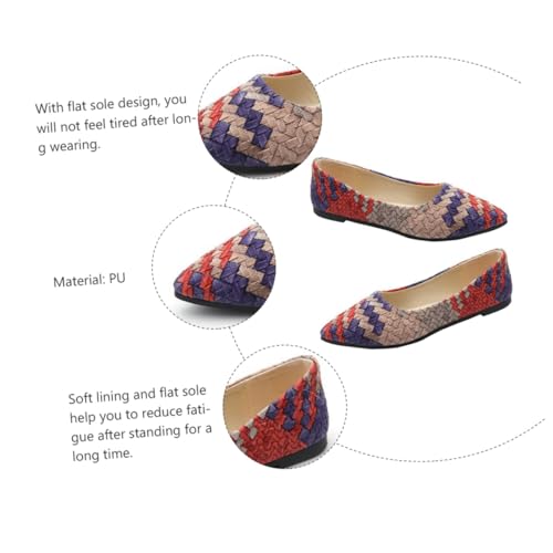 CONGARTENO Flache Damen Loafer Spitz Pu Schuhe Atmungsaktive Casual Slip Modische Flache Halbschuhe für Alltag Arbeit und Reisen Einfache An Ausziehhilfe Vielseitig Kombinierbar Orange von CONGARTENO