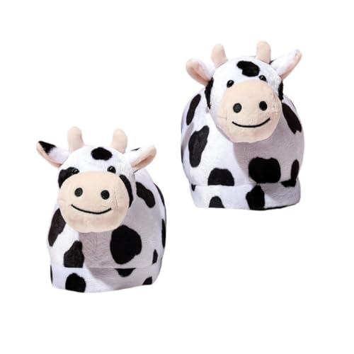 CONGARTENO Fluffy Baumwoll Hausschuhe Kuhmotiv Warm Keeping Slipper Rutschfest Leicht Komfortable Indoor Schuhe für Damen Herren von CONGARTENO