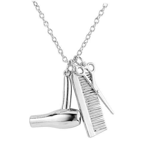 CONGARTENO Friseurin Halskette mit Haartrockner Schere Kamm Anhänger Modische Schmuck Clavicle Chain für Damen Einzigartiges Design Vielseitig Kombinierbar Attraktives Accessoire von CONGARTENO