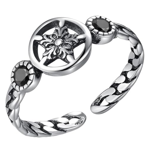 CONGARTENO Fünf Punkte Stern Ring Damen Vintage Hohl Geometrisch Verstellbar Fingerring Elegant Alltag Party Schmuck von CONGARTENO