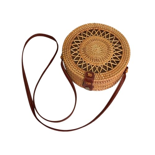 CONGARTENO Geflochtene Umhängetasche Damen Rattan Strandtasche Einzelschulter Freizeit Crossbody Tasche Leichte Kartentasche für Party Shopping Alltag von CONGARTENO